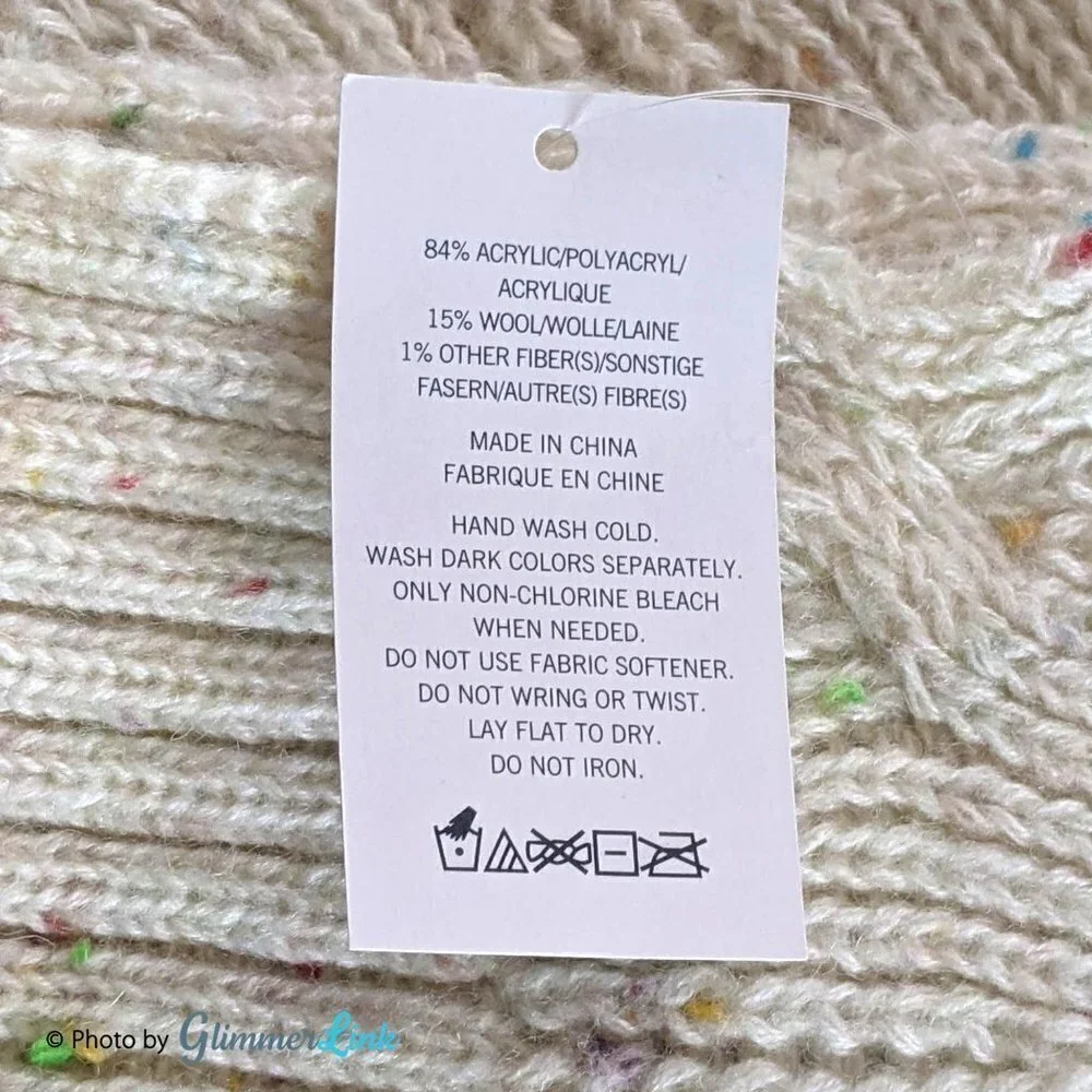 Lands End Off White Multicolor Flecks Knit Scarf Monogrammed AFE